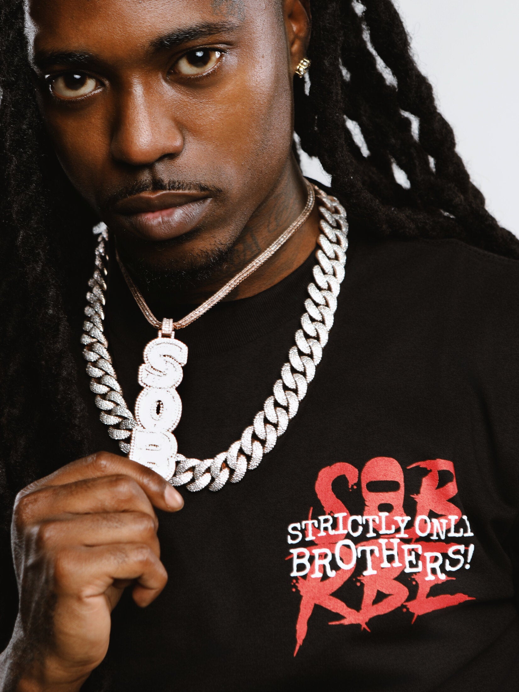 SOB x RBE black Strictly Only Brothers tee detail