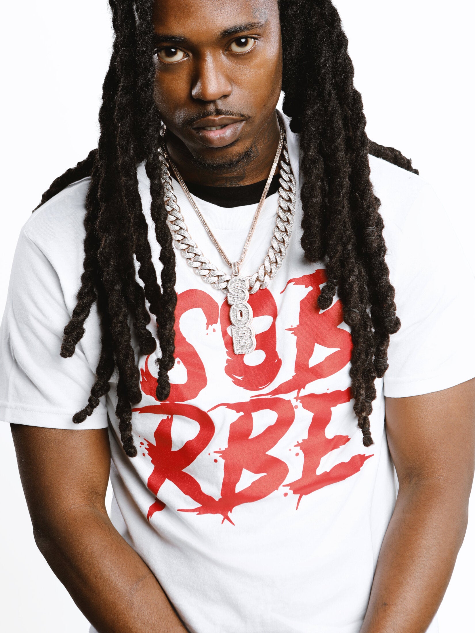 SOB x RBE white graphic tee